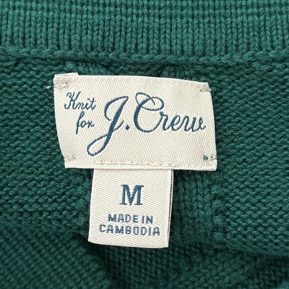 J.Crew Men’s Emerald Green Cable Knit Button Up Short Sleeve Cardigan Sweater - Picture 4 of 6